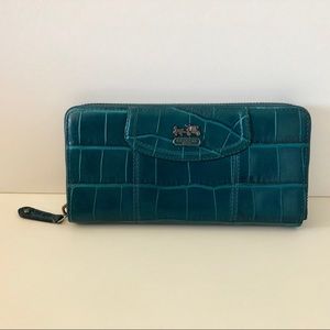 Coach Madison Embossed Croc Accordion Zip Wallet